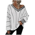 thumbnail image 2 of Sweaters for Women Long Sleeve Cardigan Knit V-Neck Solid Color Sweater Coat Womens Sweaters Plus Size White XL, 2 of 4