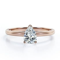 JeenMata Dainty 2 Carat Teardrop Moissanite Solitaire Right Hand Ring In 18K Rose Gold Plating Over Silver