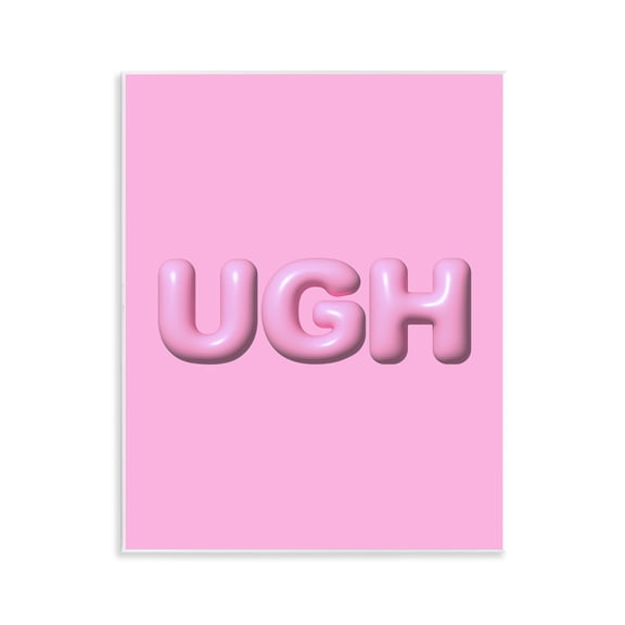 Stupell Industries Pink Ugh Balloon Letters Text & Numbers Painting Unframed Art Print Wall Art, 11 x 14