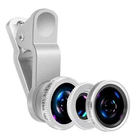 3 in 1 mobile phone camera Lens Clip-on Telescope wide+macro+fisheye lenses for iPhone / Smartphones/iPad - (Best Way To Store Camera Lenses)