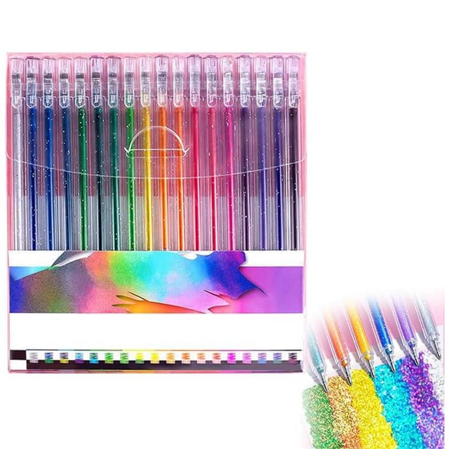 Glitter Gel Pen Set, 18 PCS Glitter Gel Pens Colored Glitter Markers for Adult Writing Drawing