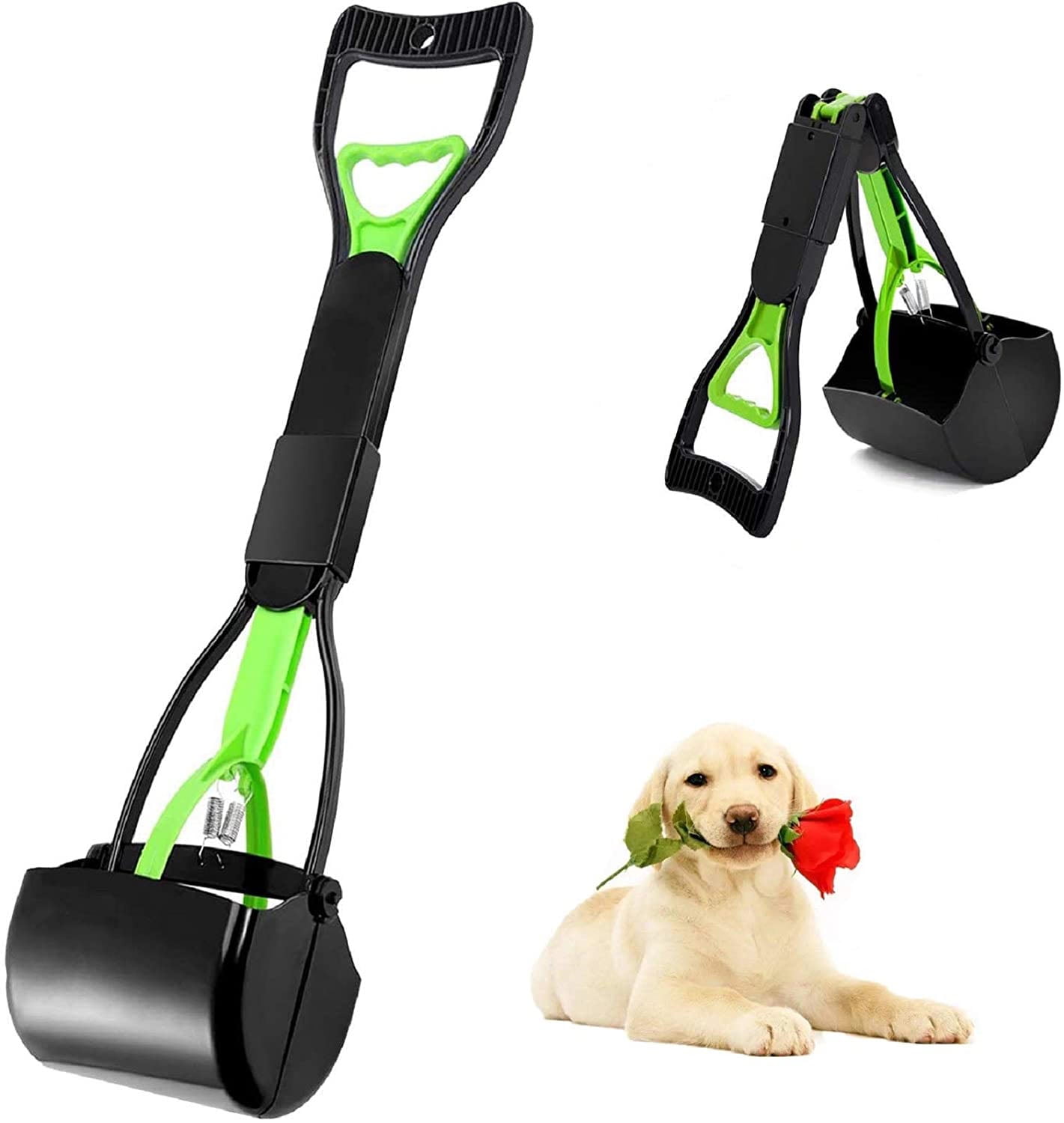 Ienjoyed 28 Large Pooper Scooper for Dogs Heavy Duty Long Handled Dog Poop Scooper for Grass Non-Breakable Dog Poop Pick Up Tool 