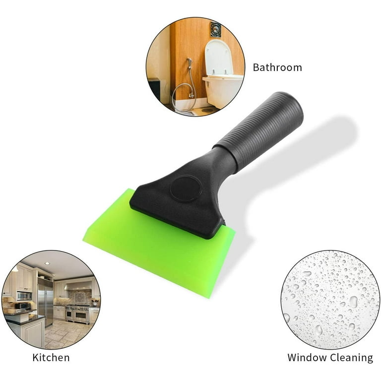 FOSHIO Small Squeegee with 5 Inch Green Rubber Blade Mini Wiper Window  Tinting Tools for Mirror Glass Window Cleaner with Non-Slip Handle