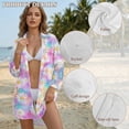 thumbnail image 6 of Xixirimido Daisy Colorful Tie-dye Print Womens Swimsuit Cover Up Button Down Shirt Long Sleeve Bathing Suit Coverups Beach Cover Up With Pocket, Size S, 6 of 7
