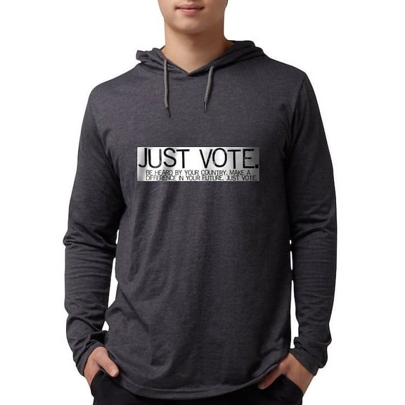 CafePress - Justvotebanner2.Jpg Long Sleeve T Shirt - Mens Hooded Shirt