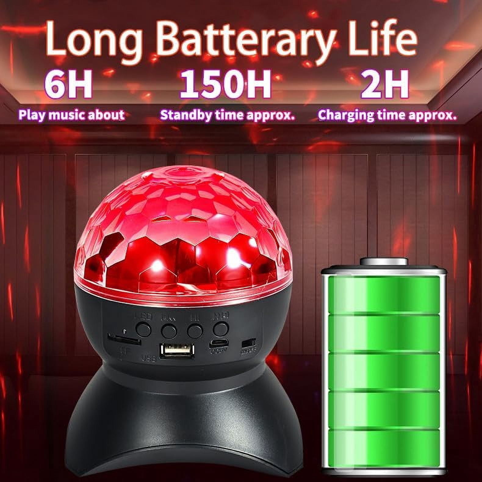 Disco Ball Light, RGB Stage Lights with Bluetooth Speaker DJ Strobe Portable Party for Holiday Xmas KTV Club Pub Show Home Theater (Black)