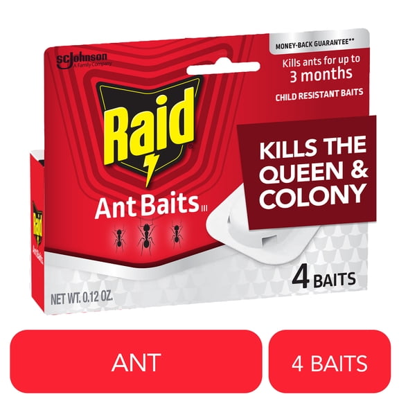 Raid Ant Killer Baits, For Household Use, Kills the Colony, Kills Ants for 3 Months, Child Resistant, 4 Count