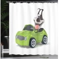 thumbnail image 3 of Ambesonne Dog Driver Shower Curtain, Fun Dog Sports Car, 69"Wx75"L, Lime Green Grey Brown, 3 of 4
