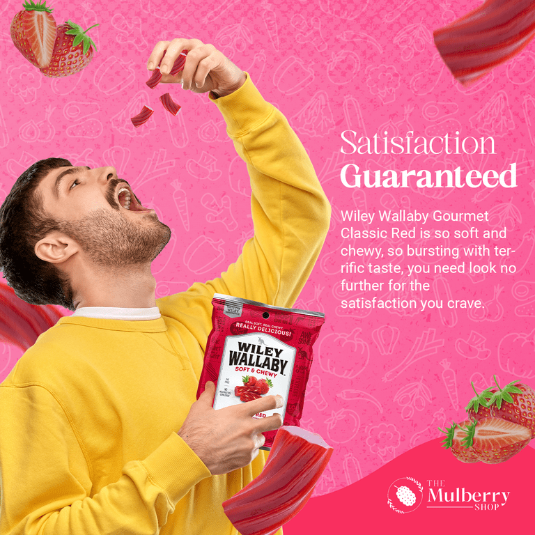 The Mulberry Shop Wiley Wallaby Red Licorice Bundle, Strawberry