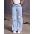 thumbnail image 4 of Women'S Ripped Jeans High Waisted Distressed Baggy Straight Wide Leg Pants Light Blue XS, 4 of 9