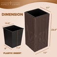 thumbnail image 2 of Set of 2 Large 24-Inch Outdoor Planters, Brown Tall Plastic Flower Pots with Drainage Holes, Modern Tapered Garden Planter for Porch Patio Balcony Backyard, 2 of 6