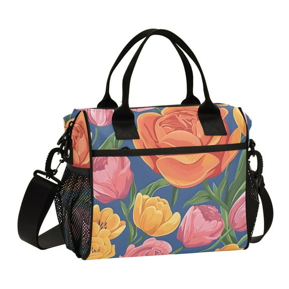 Partern Flowers Cooler Bag Lunch Bag Soft Cooler Cooling Tote Insulated Lunch Box for Adult Men Women