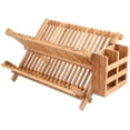 thumbnail image 1 of TORUBIA Dish Rack Drain Rack Collapsible No Installation 2-Tier Large Folding Bamboo Dish Drying Rack for Kitchen Counter (Natural, 16.14" X 10.04" X 9.45"), 1 of 6