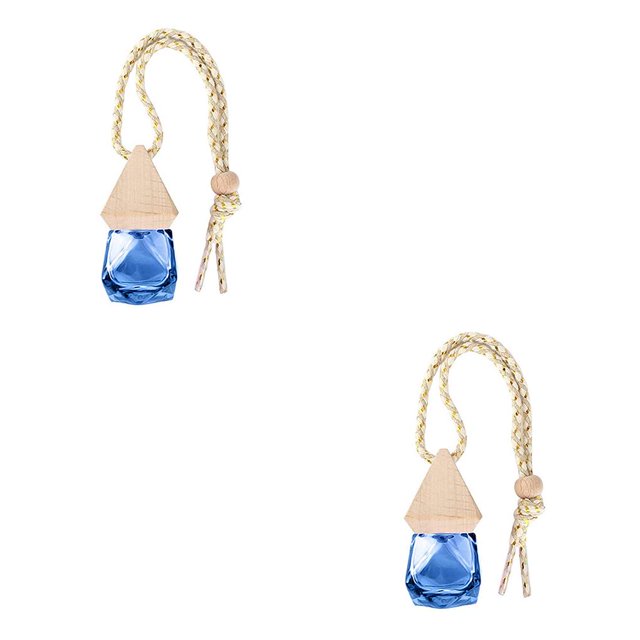Wisewang Car Air Freshener Empty Bottle Portable Hanging 8ml Household Kitchen Automotive Rearview Mirror Essential Oil Diffuser Blue 2Set