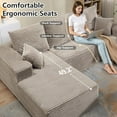 thumbnail image 3 of ODUWA Corduroy Left Facing Corduroy Deep Seat and No Assembly Required Sectional Sofas with Throw Pillow, Beige, 3 of 5