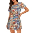 thumbnail image 1 of Fotbe Set Of Travel Vintage Bata de Dormir para Mujer con Estampado, Camisón de Algodón de Manga Corta, Ropa de Dormir Casual, 1 of 6
