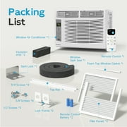 PhiloDeco 6000 BTU Window Air Conditioner Cool to 250 sq ft Intelligent, LED,Remote Control, Easy to Clean Filter Screen, Can Be Used as a Dehumidifier/Fan, Operates Quietly, and is Energy-Saving