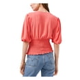 thumbnail image 2 of 1. STATE Womens Coral Stretch Smocked Pleated Elbow Puff-sleeve Surplice Neckline Top XXS, 2 of 4