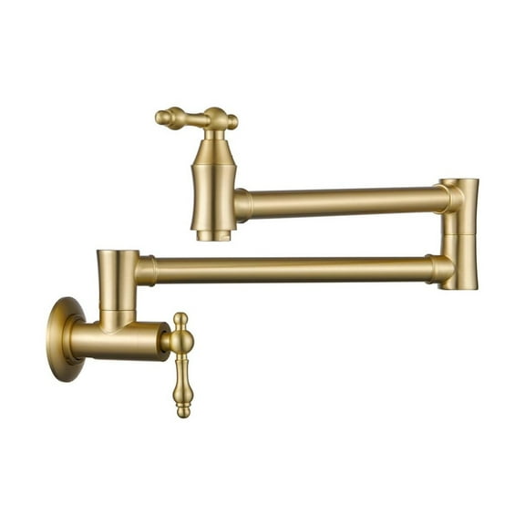 Pot Filler Faucet Wall Mount, 360° Rotation Folding Kitchen Faucet with Dual Handles, Brass Pot Filling Tap for Home Kitchen Use, Space Saving Design