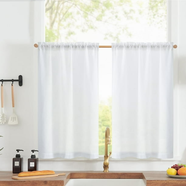 Cortinas de Lino Texturizado Jinchan 66x91 cm para Cocina