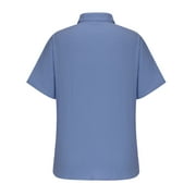 ZCFZJW Plus Size Summer Cotton Linen Shirts for Men Big and Tall Regular Fit Casual Lightweight Solid Color Short Sleeve Button Down T-Shirts Tops Blue XXL