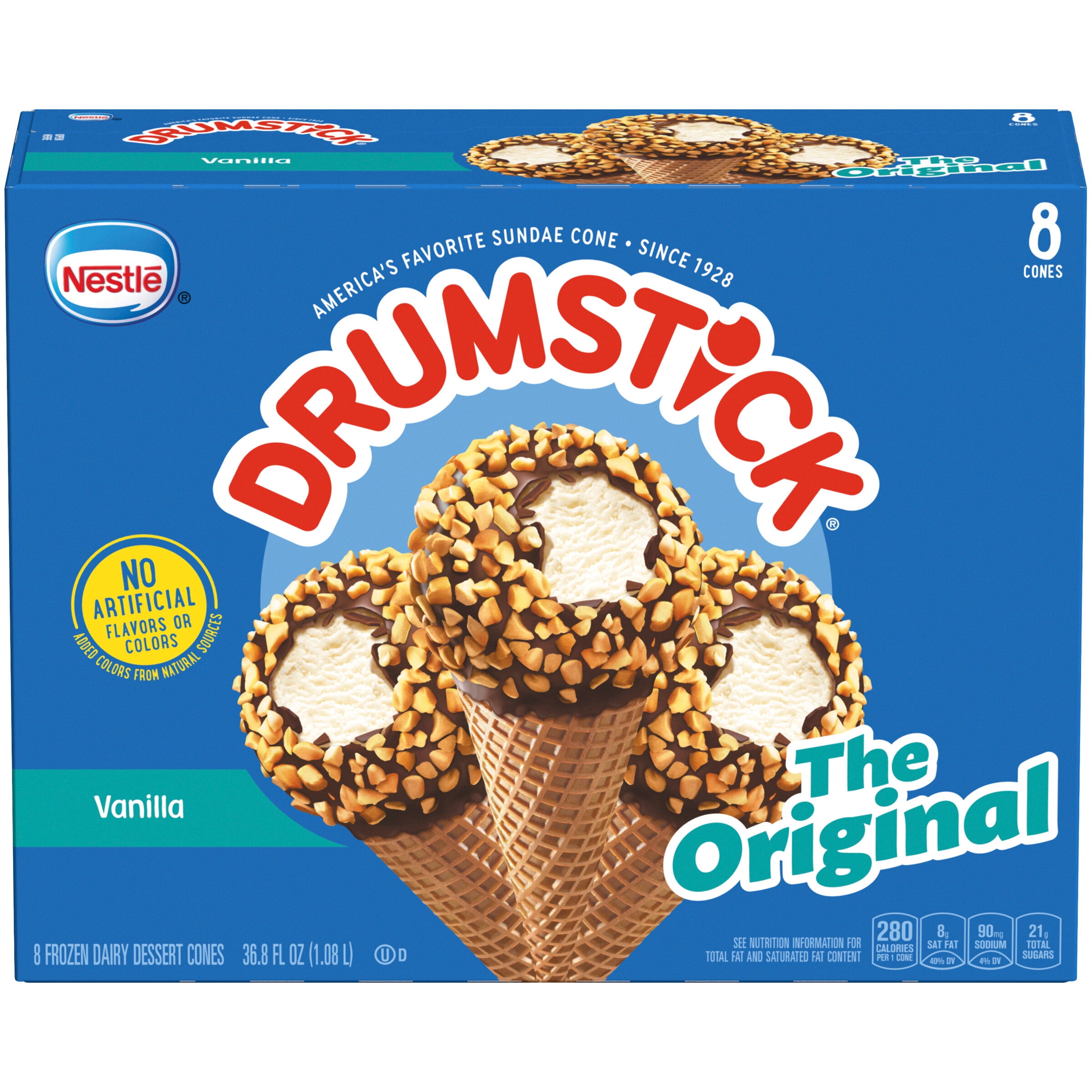 DRUMSTICK Original Vanilla Sundae Cone, 8 ct. Box Frozen Dessert