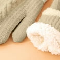 thumbnail image 7 of 1 Pair Women Winter Gloves Color Matching Elastic Thickened Soft Plush Warm Windproof Fiver Fingers Windproof Warm Outdoor Cycling Gloves, 7 of 7
