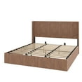 thumbnail image 5 of Generic Large grooved undulating lift storage bed frame, wooden platform bed frame with lift storage, no spring box required/no noise, rustic brown slatted natural wood, 5 of 6
