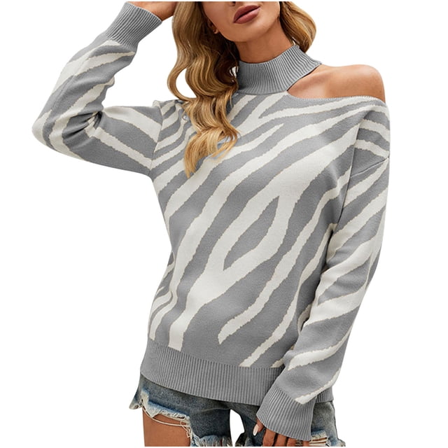 Hauts pour Femmes Manches Longues Col Rond Chandail Récréatif Tricoté Chandail Manches Longues