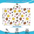 thumbnail image 2 of Colorful Softball and Fashion Icons Pattern Hooded Bath Towel，60"x35" for Ages 3 To 12 Kids, Quick Dry Lightweight Soft Microfiber Hood Beach Towel Cover Up for Kids, 2 of 7