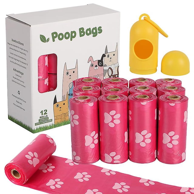 Bolsas para excrementos de perro TANGJMXG garra del diablo rosa 12 rollos x 15 bolsas 13 x 9 pulgadas