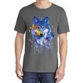thumbnail image 2 of Wild Bobby, Wolf Painting Splatter, Animal Lover, Garment-Dyed Washed Look Short Sleeve T-Shirt, Charcoal, Medium, 2 of 3