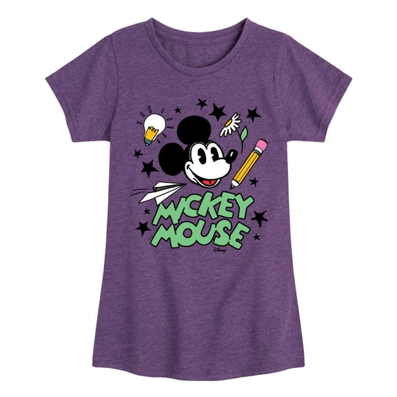 Disney - Mickey Mouse - School Icons - Toddler & Youth Girls Short Sleeve Graphic T-Shirt