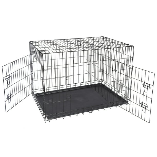 ZENY Double Door Folding Metal Dog Crate with Tray & Divider Panel for