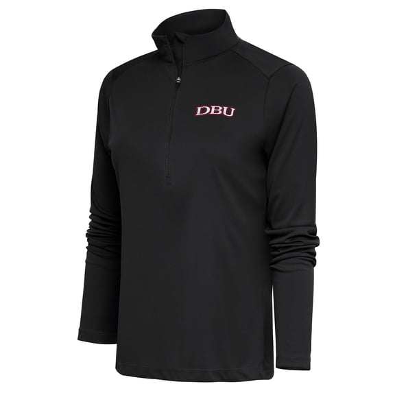 Women's Antigua Charcoal Dallas Baptist Patriots Tribute Half-Zip Pullover Top