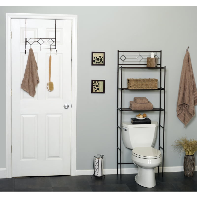Bronze Brown Bath Storage, Satin Nickel Bathroom Organizing Set Instructions