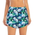 thumbnail image 4 of Lsque Blue Lotus Flower Printed Women's Running Shorts with Liner Pockets,Elastic Quick Dry Workout Athletic Gym Yoga Shorts,Womens High Waist Shorts-XX-Large, 4 of 9