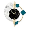 thumbnail image 1 of SAMA Horloge Murale en Métal avec Fond en Marbre Noir et Blanc Design Moderne, 1 of 15