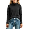 thumbnail image 5 of LUGOGNE Girls Tshirt Turtleneck Long Sleeve Thermal Undershirt Soft Comfortable Fall Winter Basic Tops Black,2-3 Years, 5 of 6
