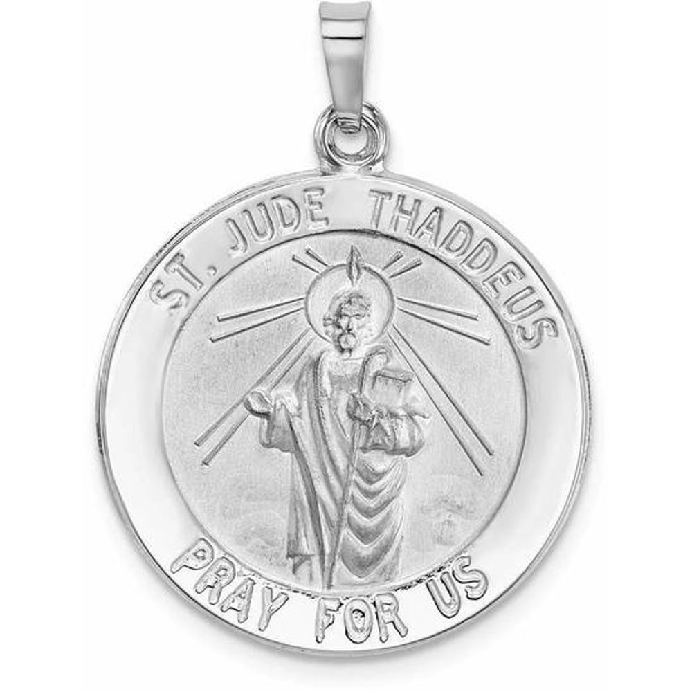 WellnessMarketer Religious Pendants 14k White Gold Saint Jude Medal