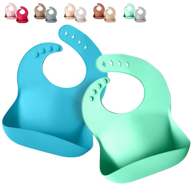 Silicone Bibs with Food Catcher, Soft and Waterproof Material