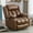 Brown (Bronzing Suede Fabric), variant on Manual Swivel Glider Rocker Recliner Chair with Heated Massage, 360° Swivel Overstuffed Lounge Chair with 2 Cup Holders, Side Pockets & USB Ports for Living Room, Fabric Gray