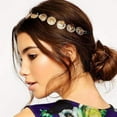 thumbnail image 6 of Elastic Flapper Head Chain Hair Gold Coin Headband Disc Headpieces Circle 1920s Hair Acessories for Women and Girls(Gold & Silver), 6 of 6