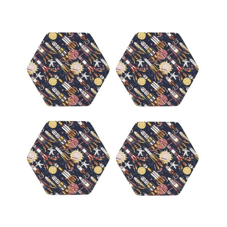 

Tideii Cartoon Space 1 for Leather Coasters 4 Pieces Anti-fouling and Anti-scalding Decorative Coasters Suitable for Restaurants Kitchens Coffee Shops-Hexagon