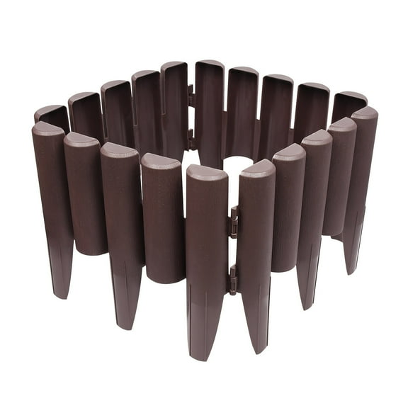 10/20pcsWood Effect Flower Bed Edging, Brown/Anthracite, 110.24inch/220.47inch/330.71inch, Lawn Edging Flower Bed Borders Edging Stones Palisades Garden Decorative Border Plastic Garden Fenc