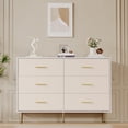 thumbnail image 4 of GloryStar Commode Moderne Blanche à 6 Tiroirs, Armoire de Rangement avec Poignées et Pattes en Métal Doré, Convient à la Chambre, au Salon et à l'Entrée, 4 of 7