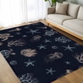 thumbnail image 4 of 6x9Ft Area Rugs Navy Blue Coastal Non-Skid Rubber Backing Large Rectangle Rugs - Living Room Bedroom Home Office, Nautical Summer Beach Sea Turtle Starfish Indoor Floor Mat Carpets Washable Rug, 4 of 9