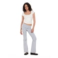 thumbnail image 3 of Forever 21 Women's Jersey Fold Over Waist Pants with Graphic Detail, Flare Leg Lounge Pants, Stretch Casual Everyday Comfort Style, Grey, XXS-4X, 3 of 6