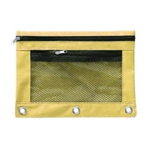 Creative Portable Three-Hole Pencil Case Yellow, Pencil Pouch for 3 Ring Pencil Pouch with Zipper Double Pocket Pencil Case with Clear Window Big Capacity Pencil Bags for École Supplies