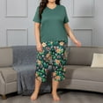 thumbnail image 3 of FUNDUFI Lounge Set For Women Short Sleeve Tops Capri Pants Oversized 2Pcs Pjs Set Comfy Sleepewar Outfit Summer Nightwear, 3 of 8